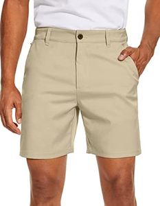 PULI Mens Golf Dress Shorts 7 Inch Inseam Business Casual Stretch Work Hiking Quick Dry Lightweight with Pockets Kahki 30