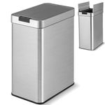 COSTWAY 50L Automatic Kitchen Bin, Touchless Infrared Motion Sensor Waste Bin with Soft Closure Butterfly Lid, Anti-Fingerprint Stainless Steel Smart Garbage Trash Can for Home Office