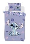 Disney Stitch Single or Double Duvet Cover Bedding Set Lilac Kids Bedroom Accessories (Single)