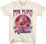 Pink Floyd 70s Rock 1977 Animals Adult Short Sleeve T-Shirts Vintage Style Graphic Tees, Off-white, 3X-Large