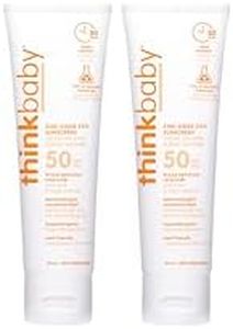 Thinkbaby SPF 50 plus Baby Mineral Sunscreen – Safe, Natural Sunblock for Babies - Water Resistant Sun Cream – Broad Spectrum Sun Protection – Vegan Baby Sunscreen Lotion, 3 Oz, Pack of 2