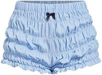 SOLY HUX Women's Ruffle Shorts Y2k Lace Lolita Bloomer Shorts Elastic Waist Frill Bottoms Micro Shorts Plain Blue Small