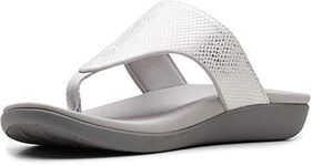 Clarks Women's Brio Vibe Sandal, White Snake Synthetic, 60 M US