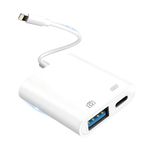 KikoSaka Lightning to USB Camera Adapter for iPhone with Charging Port USB 3.0 Female OTG Cable for iPad to Connect Card Reader USB Flash Drive U Disk Keyboard Mouse Hubs Midi