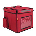 Delivery Champ Maxim Insulated Water Stain Repellent Food Pizza Courier Delivery Bag 45 litres 14X14X14 inches (Large, Red)