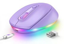 Seenda Wireless Mouse -Rechargeable Light Up Mouse for Laptop, Small Cordless Mice with Quiet Click & LED Lights for Kids' Chromebook, Windows, Mac PC Computer -Purple