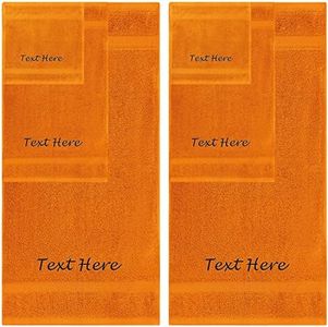 Personalized Passion Towels Set - 6 Pack Super Soft & Absorbent Turkish Cotton Towels for Bathroom, Spa, Gym, Pool and Hotels - Includes 2 Bath Towels, 2 Hand Towels, 2 Washcloths - Orange Towel Set
