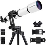 Telescopes for Adults Astronomy, 90mm Aperture 700mm Refractor Telescopes for Adults Beginners Kids with High Precision Adjustment, Ultra-Stable Vertisteel AZ Mount Base Tripod, Phone Adapter (White)