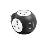 EMBOX Star Cube Multi-Plug Socket with USB Ports (2.4 A) (QC 3.0) Universal Sockets and LED Indicator, Safety Shutter Extension Board, Black