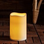 Lights4fun Large Outdoor Waterproof Flameless LED Pillar Candle Battery Operated with Timer 17.5cm