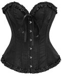 Vrapo Bustier Corset Top for Women | Overbust Lace Up Waist Cincher Shapewear Lingerie, Black 1, X-Small