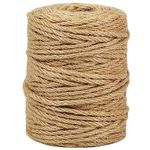 tenn well 4mm Thick Jute Twine String, 165 Feet Natural Jute Garden Rope for Gardening, Cat Scratcher, Gift Wrapping and Crafts Decoration (Brown)