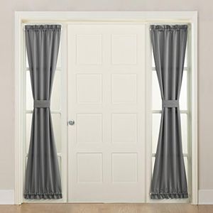 Sun Zero Barrow Front Door Sidelight Curtain Panel, 26" x 72", Gray