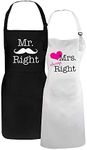 KMCH Mr. and Mrs.2019 Couples Kitchen Aprons Funny Cooking Bibs Gifts for Wedding Newlyweds His and Hers Sets (2 Pieces a Set) Mr. Right & Mrs. Always Right #01