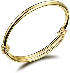 Children Jewelry 18k Gold Plated Bangle Bracelet for Toddlers Gift Safe Easy Adjustable 4.7" - 5.9" (A: 1 Pcs(Style 1))