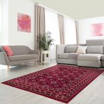 cozily® Thick Living Room Traditional Rug With Jute Backing, Tagab 160x230cm, Red, Soft Pile Area Rugs For Lounge, Dining Room And Bedroom Rug.