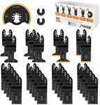 JTWEB 30PCS Oscillating Saw Blades Titanium Oscillating Multitool Blades, Universal Quick Release Multi Tool Blades Kits Wood and Metal Plastics Cutting Fit Dewalt Bosch Ryobi Milwaukee Fein Makita