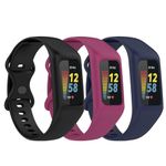 Gheper 3 Pack Soft Watchband Compatible with Fitbit Charge 6, Charge 5, Charge 4, Charge 3/3SE Silicone Wristband All-round Protective Band Replacement Bracelet Strap