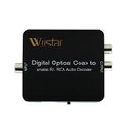 Wiistar Fiber Optical Decoder Support AC3/DTS/Dolby Toslink Coaxial Digital To Analog Audio L/R Decoder 3.5mm Earphone