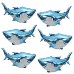 6 PCS Shark Balloon, Giant 42 Inch Aluminum Foil Shark Balloons Blue Cute Splash Shark Balloons for Birthday Party Shark Birthday Decorations for Shark Week Decor Ocean Under The Sea Party Supplies