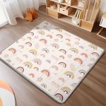 Foldable Baby Play Mat, PIGLOG 50x50 Playpen Mat, Waterproof Playmats for Babies and Toddlers Kids, Safe Foam Playmat for Tummy Time, Reversible Portable Baby Floor Mat for Infant, Toddlers, Rainbow