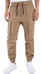 ITALY MORN Cargo Joggers Men Khaki Pants with Pockets(XS, Tan)