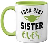 Sister Birthday Gifts - Yoda Best - Best Sister Mugs, Happy Birthday Sister Mug, Special Christmas Sister Gifts, Funny Xmas Tea Coffee Cup Cups, 11oz Ceramic Dishwasher Safe Mugs - Made in UK