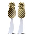 KitchaBon Gold Stainless Steel Dip & Cheese Spreader, Condiment & Butter Spreader Utensils for Appetizer Spread on Party Charcuterie Board, Metal Cheese Spreaders Kitchen Set of 2-4.9" - Pineapple