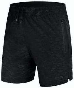 TCA Elite Tech Lightweight Mens Running Shorts Men Gym Shorts with Zip Pockets - Dark Combat, S