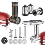 Meat Grinder & Slicer Shredder Attachment for Kitchenaid Stand Mixer, Includes Metal Meat Grinder, Sausage Stuffer, Meatball Accessories, Slicer Shredder Set for Kitchenaid Mixer Attachments By GVODE