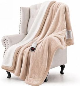 Warmrest Heated Blanket Electric King Blanket for Couch 100"x90" Beige
