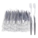 Grey Handle Toothbrushes Bulk, Disposable Toothbrush Individually Wrapped, Travel Toothbrushes for Hotel, Home Guests and Homeless (50 Pack)