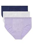 Warner's Women's Blissful Benefits Tummy Smoothing Hi-Cut Panty Underwear, Lavender Macaron/White/Navy Ink, S