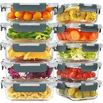 DAS TRUST 10 Pack Glass Meal Prep Containers Meal Prep Bowls Food Storage Containers Glass Food Prep Containers with Lids Lunch Container for Adults Lunch Box Bento Boxes