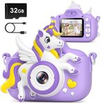 Kids Camera Toys Digital Camera for Kids, Christmas Birthday Gifts for Girls Age 3-12, Selfie 1080P HD Video Digital Camera for 3 4 5 6 7 8 9 10 Year Old Girls with 32GB SD Card