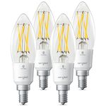 Sengled Alexa Light Bulb, E12 Smart Bulbs, Edison Bulbs Bluetooth Mesh, 40 Watt Candelabra Light Bulbs 2700K B11, B11 Soft White 4 Pack, B1F-N5G