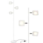 Brightech Tree Spotlight LED Floor Lamp - Very Bright Reading, Craft and Makeup 3 Light Standing Pole - Modern Dimmable & Adjustable Panels - Corner Lamp - White