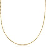 Barzel 18K Gold Plated Rope Chain Necklace - Made In Brazil (1.5 Milimeter, 18 Inches)