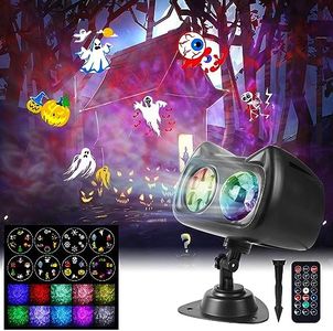 Christmas Halloween Projector Lights Outdoor Holiday, 18 HD Effects (3D Ocean Wave & Patterns) Waterproof with RF Remote Control Timer for Indoor Holiday Party Home Garden Decorations