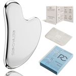 Rena Chris Gua Sha Facial Tools, Stainless Steel Gua Sha Stone, Face Guasha Tool for Jawline Sculpting and Puffiness Reducing, Guasha Massage Tool, Skin Care Gift - Silver