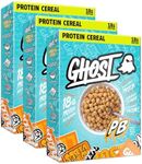 GHOST Protein Cereal, Peanut Butter Flavor (3-Pack) - Crunchy Peanut Butter Cereal Puffs - 18G Protein, Good Source of Calcium - Breakfast Cereal & Snack - 10.8oz Box