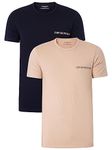 Emporio Armani Men's Emporio Armani Men's 2-pack Core Logoband Crew Neck T-shirt T Shirt, Rope/Navy, M UK