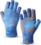 Tough Outdoors UPF 50+ Fishing Gloves - Sun Protection Kayaking Gloves for Men & Women - Lightweight Fingerless SPF Gloves for Watersports - Navy Blue