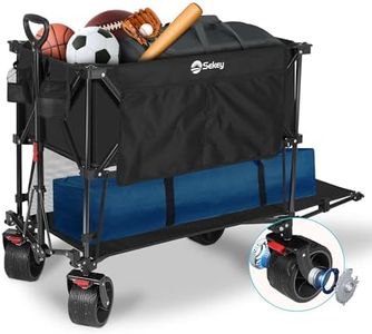 Sekey 400L Large Capacity Folding Festival Trolley Double Decker, Extra-Long Extended Wagon, 450LBS(200KG) Weight Capacity Heavy Duty Cart, All-Terrain Big Wheels for Camping Beach Sports, Black