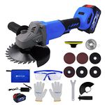 125mm Portable Angle Grinder Electric Brushless Angle Grinder, 4Inch Hand Held Battery Grinder, 10000 RPM, 3000mAh Battery, 2 Variable Speed, Spindle Lock, for Wallboard Grooving, Stone Cutting