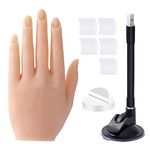 Nail Practice Female Hand for Acrylic Nails with Bracket Realistic Silicone Practicar Fake Stand Flexible Finger Bendable Silicon Training Mannequin Practica Nail Art Tools (Left Hand) (1#)