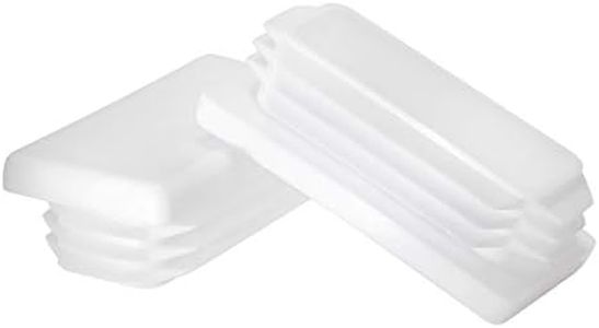 Prescott Plastics 1 x 2 Inch Rectangle Plastic Plug White Inserts (20 Pack), White End Cap for Metal Tubing, Fence, Glide Insert for Pipe Post, Chairs and Furniture