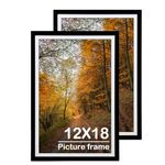 Picture Frame 12x18 Set of 2,11x17 with Mat or 12x18 Without Mat, Picture Frames Wall Art for Living Room and Office Wall Mounting Decor, Photo Frame for Wall Mounting or Wall Gallery Decor (Black)