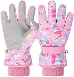 QKURT Guante de Nieve para niños Guante de esquí niños Guante térmico de Invierno a Prueba de Viento Guante Deportivo Antideslizante, Guante para Exteriores Adecuado para niñas y niños de 4 a 9 años