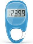 Simple Pedometer for Walking, Accurate Step Tracker with Carabiner, 3D Step Counter for Men Women Seniors - Blue